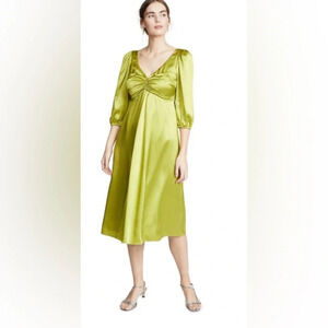 Cinq a Sept Zosia Chartreuse Midi Dress Silk | Size 2